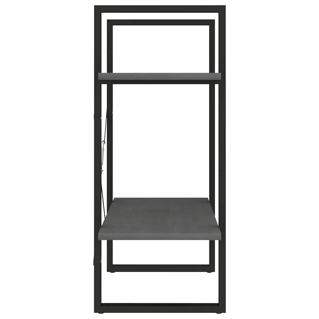2-Tier Book Cabinet in Grey Solid Pine Wood