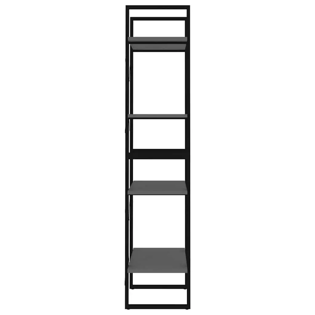 4-Tier Book Cabinet Grey Standing Bookcase Storage Shelving Unit 60x30x140cm