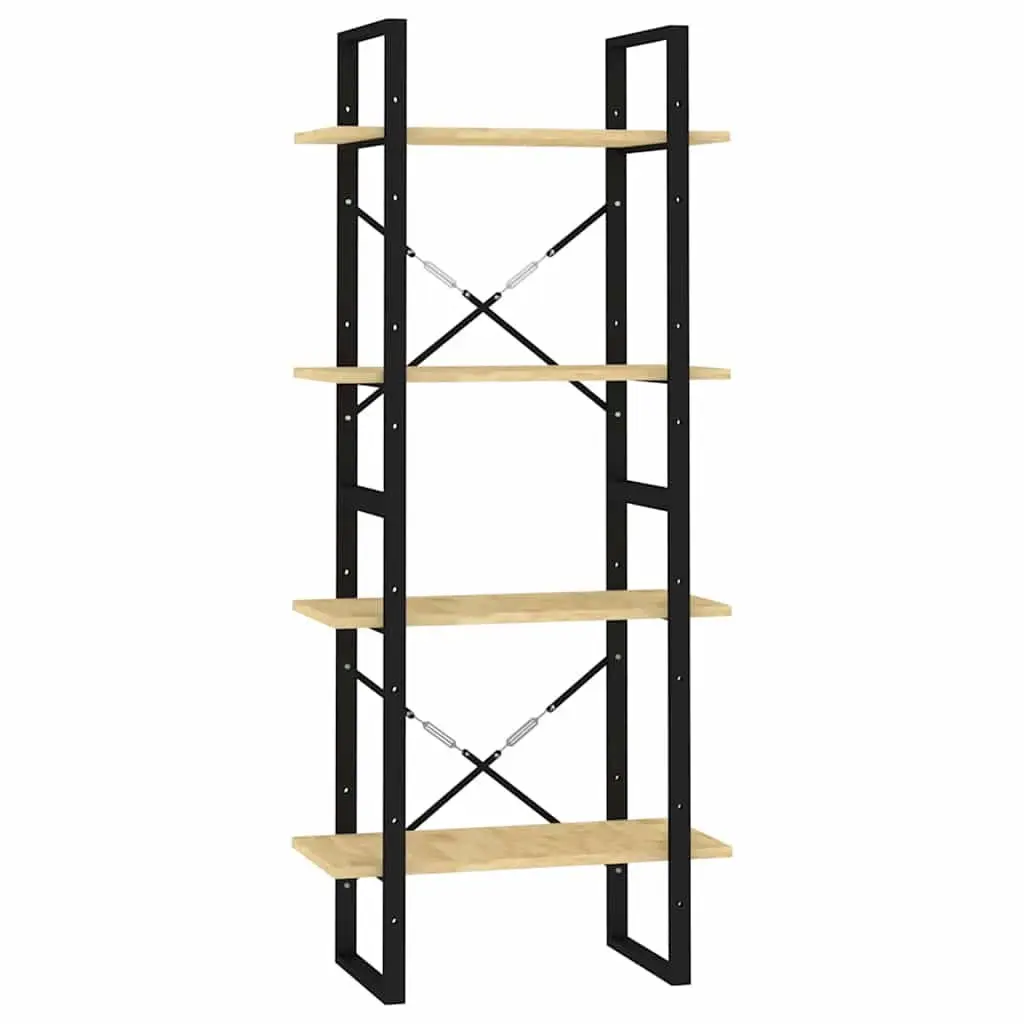 4-Tier Solid Pine Wood Book Cabinet for Ample Storage