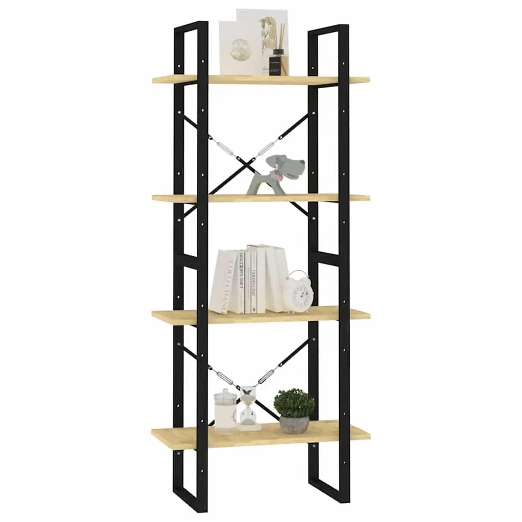 4-Tier Solid Pine Wood Book Cabinet for Ample Storage