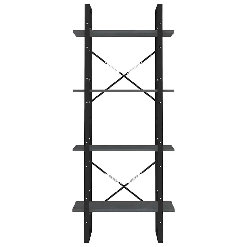 Solid Pine Wood 4-Tier Book Cabinet in Grey