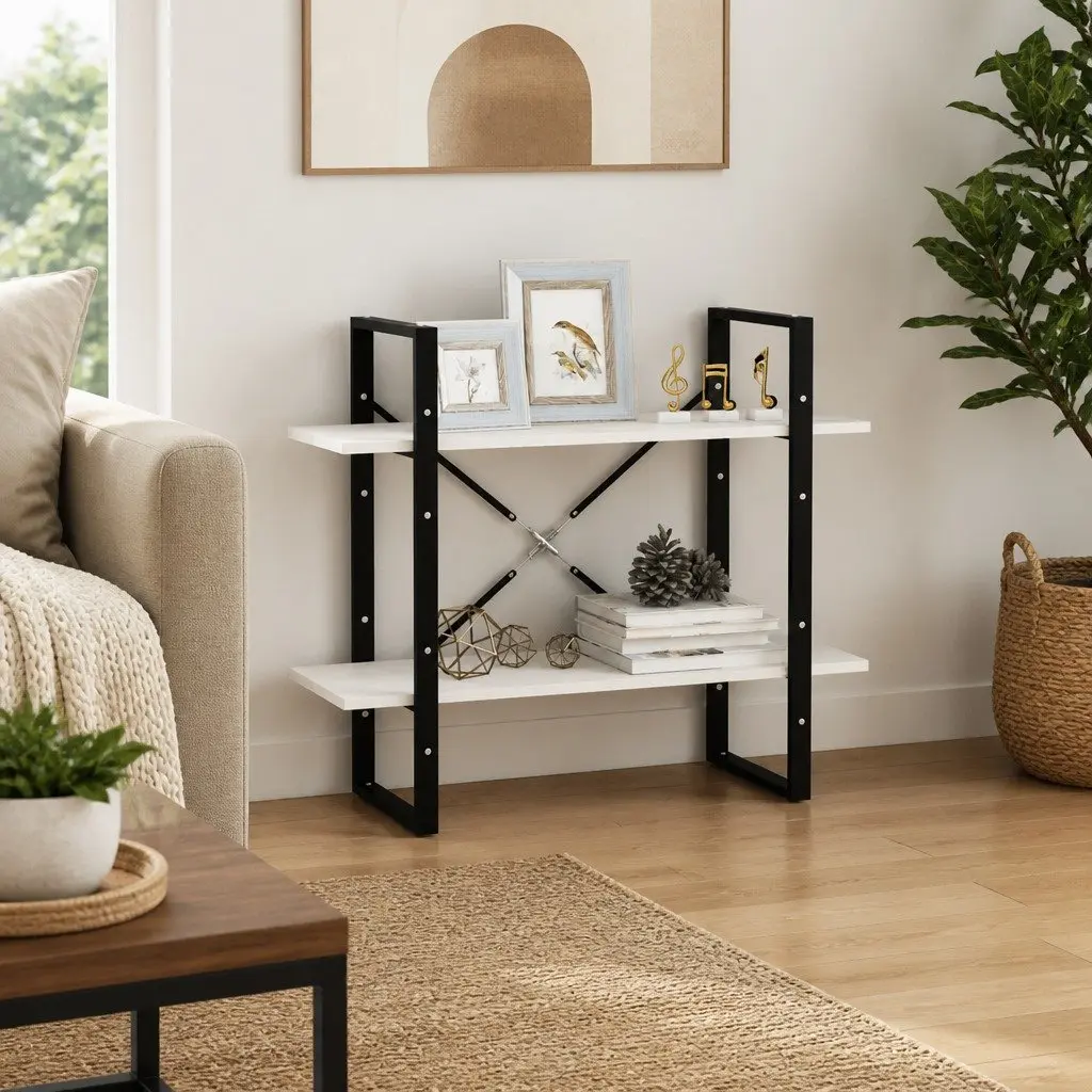 2-Tier Book Cabinet in White for Display
