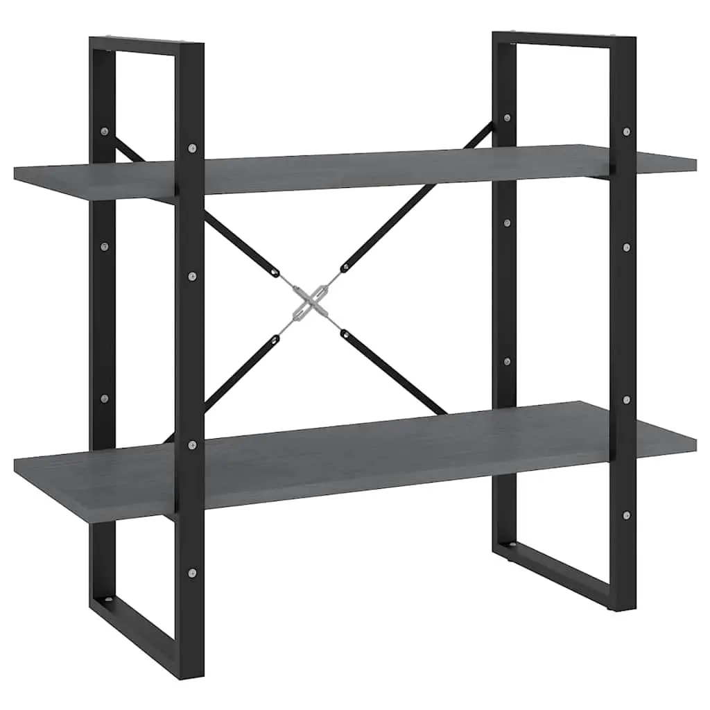 2-Tier Book Cabinet in Grey for Storage