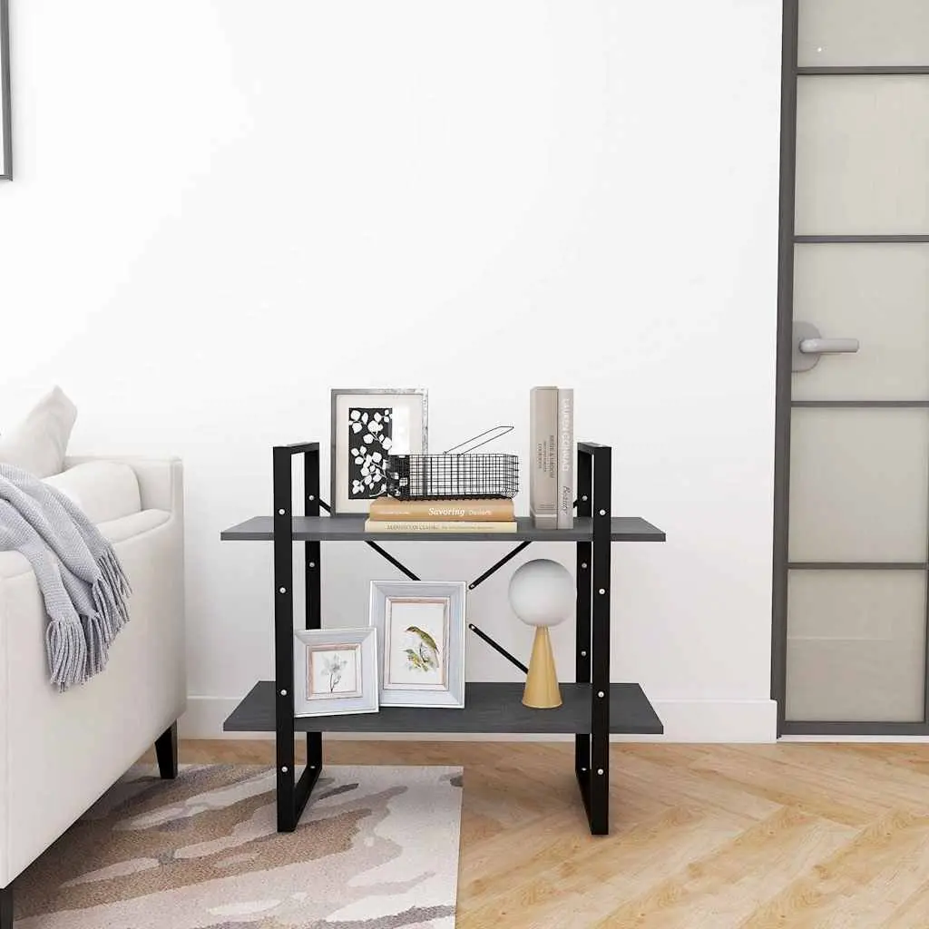 2-Tier Book Cabinet in Grey for Storage