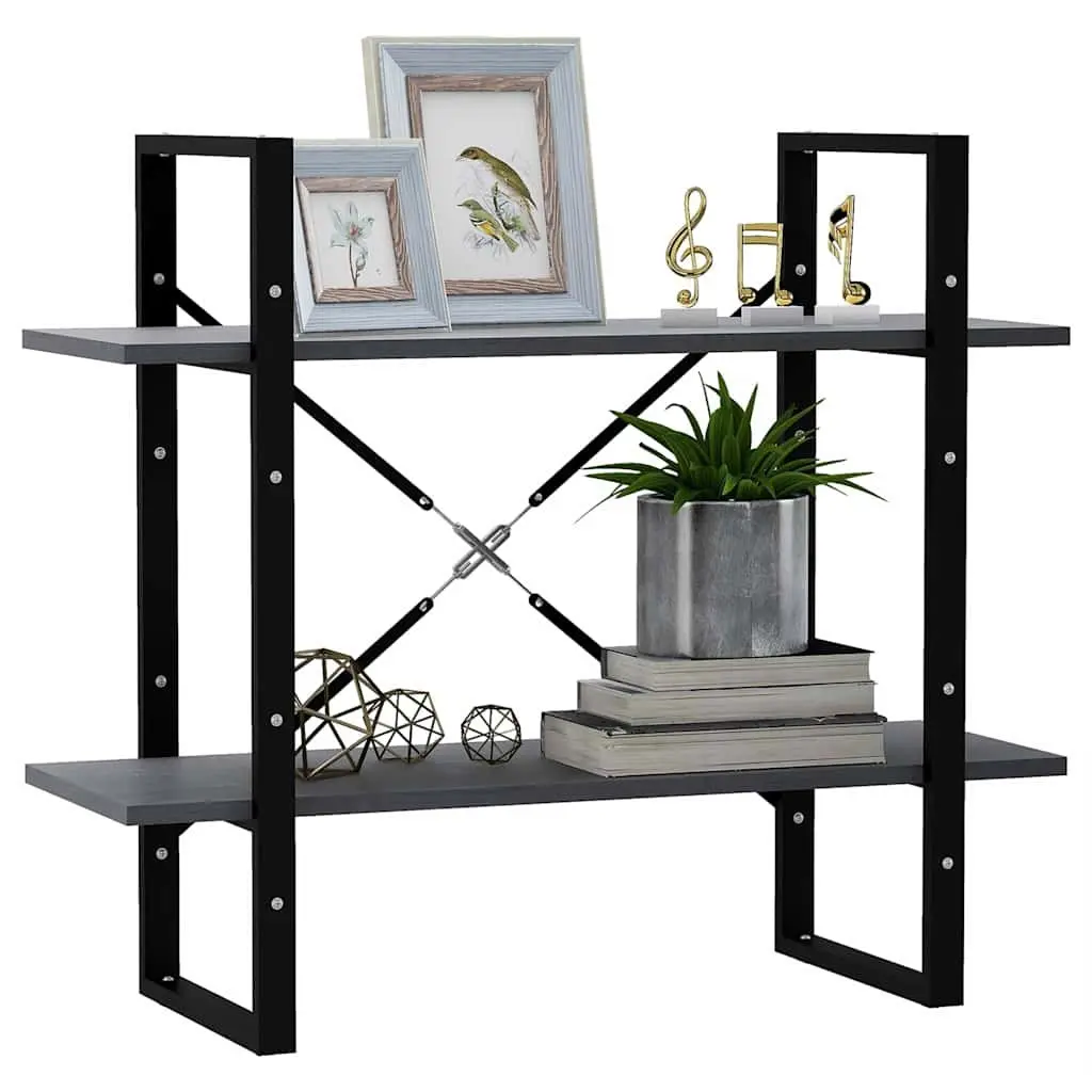 2-Tier Book Cabinet in Grey for Storage