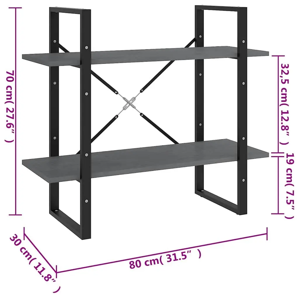 2-Tier Book Cabinet in Grey for Storage