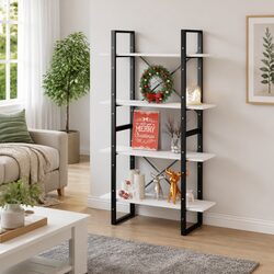 Durable 4-Tier White Book Cabinet for Organizing Books