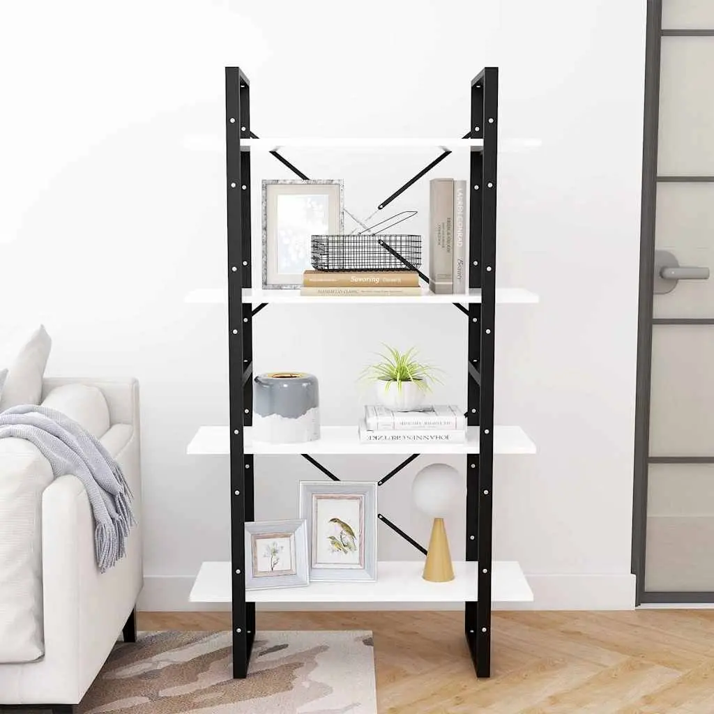 4-Tier Engineered Wood Book Cabinet 80x30x140cm White