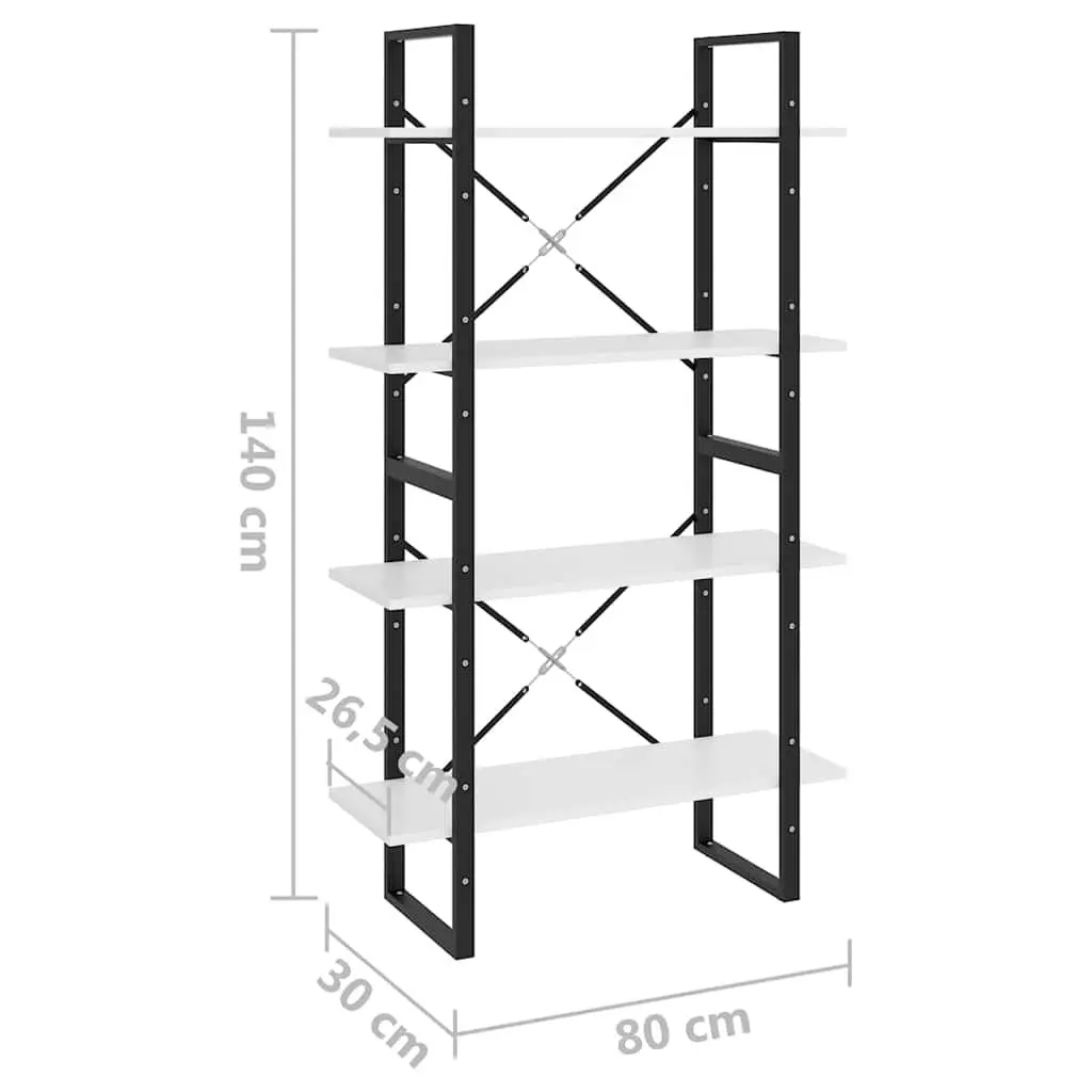 4-Tier Engineered Wood Book Cabinet 80x30x140cm White