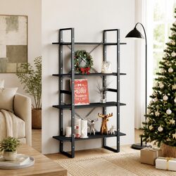 Durable 4-Tier Grey Book Cabinet for Stylish Storage
