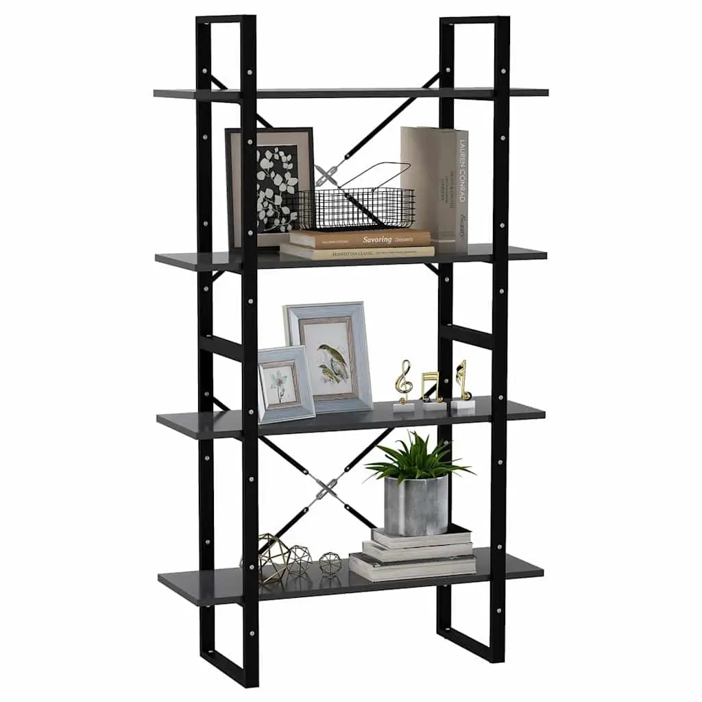 4-Tier Book Cabinet Grey Shelving Storage Unit Standing Bookcase Display Shelf