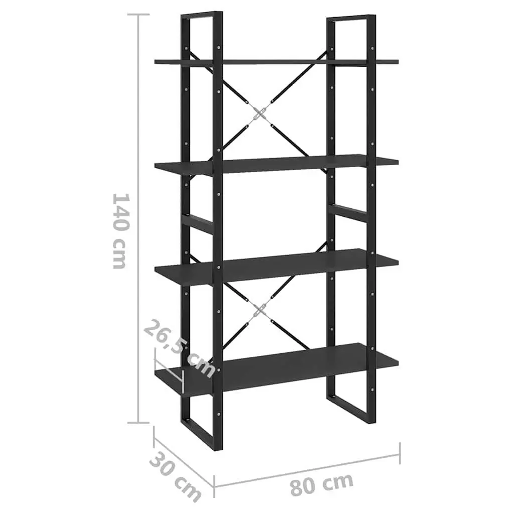 4-Tier Book Cabinet Grey Shelving Storage Unit Standing Bookcase Display Shelf