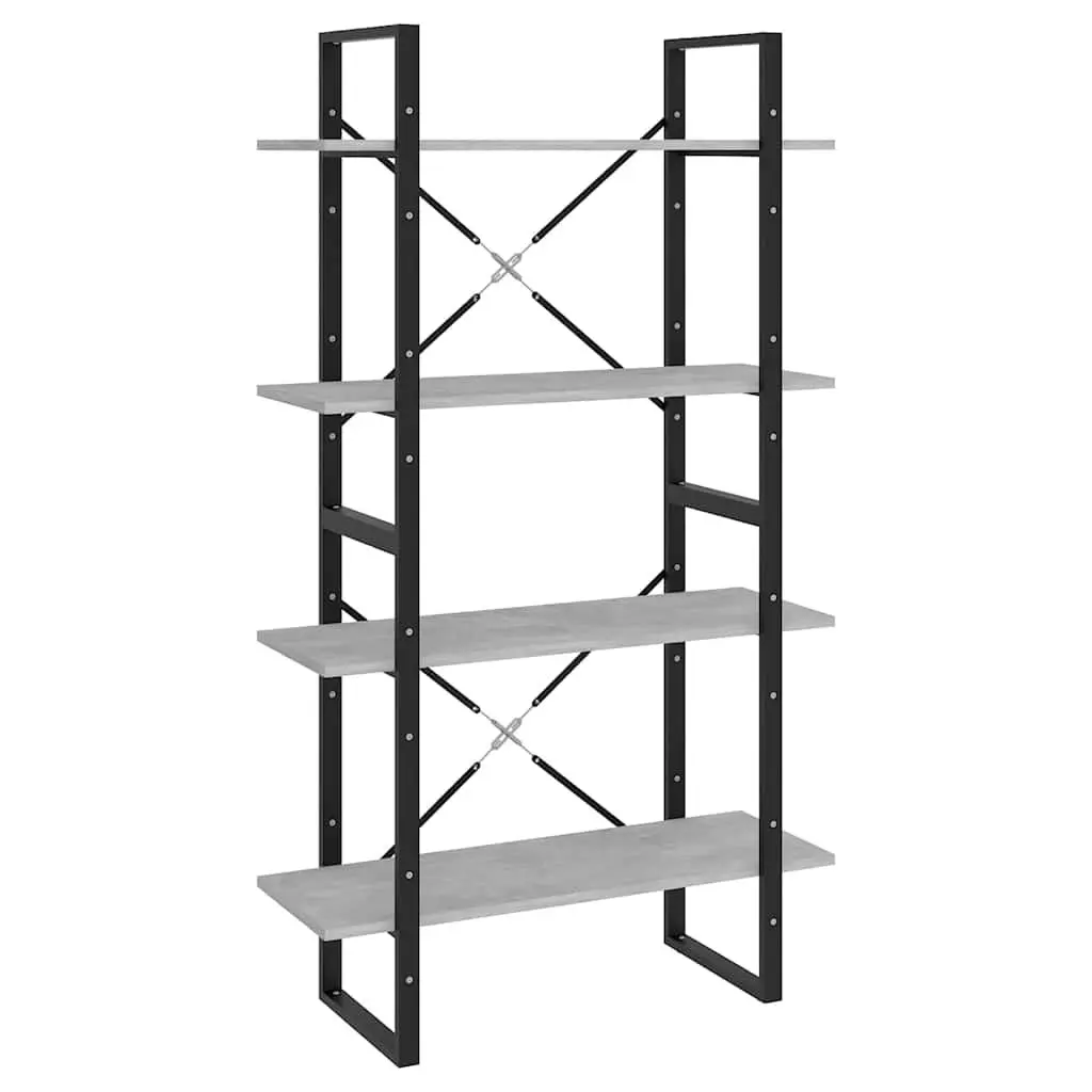 4-Tier Book Cabinet Engineered Wood 80W x 30D x 140H cm Grey Shelving Unit Storage Display Bookcase Standing Shelf