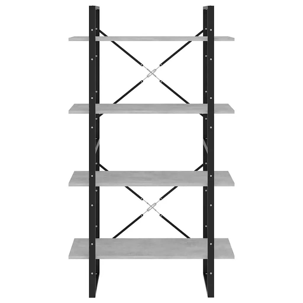 4-Tier Book Cabinet Engineered Wood 80W x 30D x 140H cm Grey Shelving Unit Storage Display Bookcase Standing Shelf