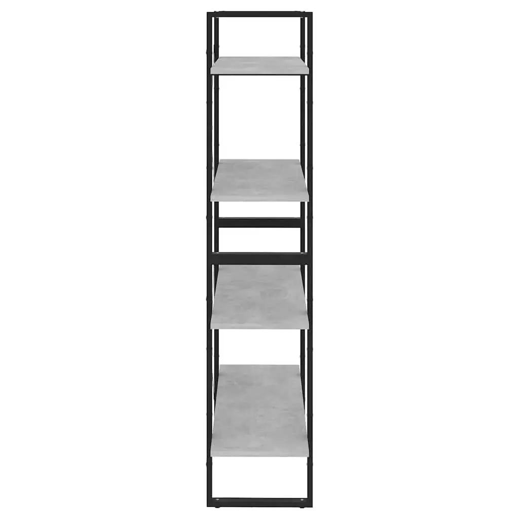 4-Tier Book Cabinet Engineered Wood 80W x 30D x 140H cm Grey Shelving Unit Storage Display Bookcase Standing Shelf