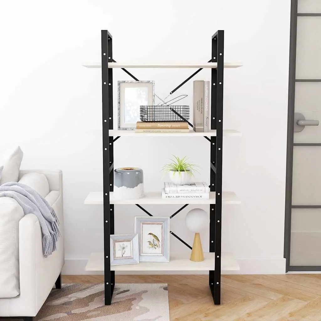 4-Tier White Pine Wood Book Cabinet