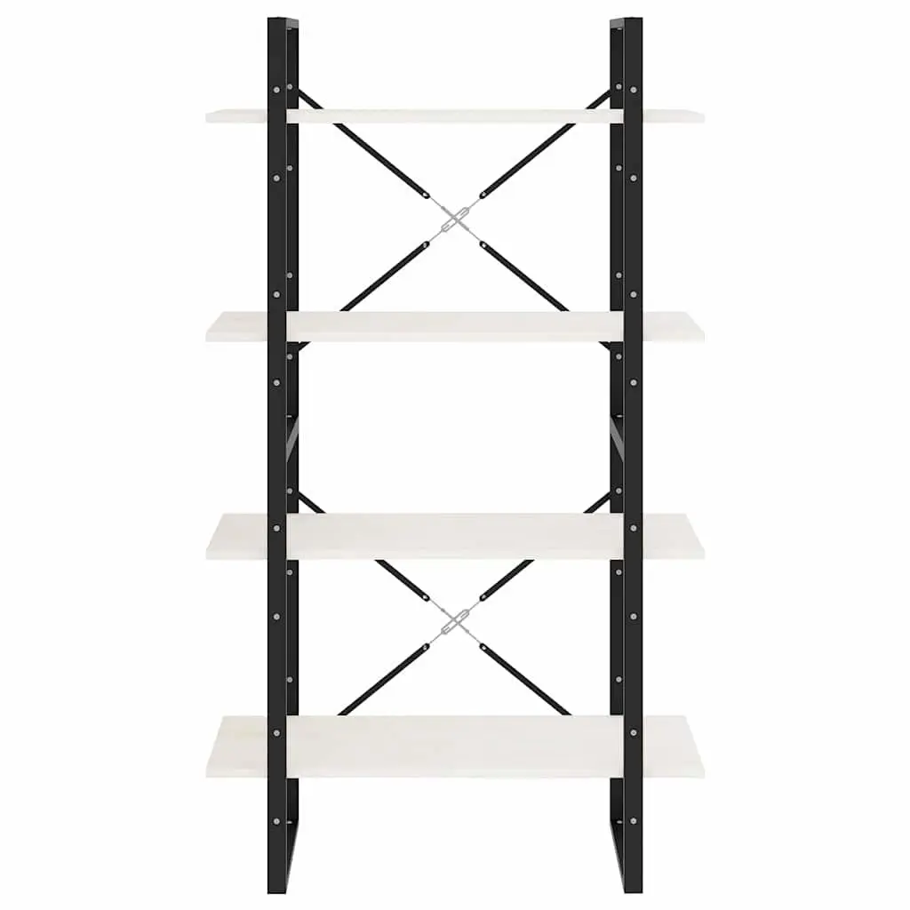4-Tier White Pine Wood Book Cabinet