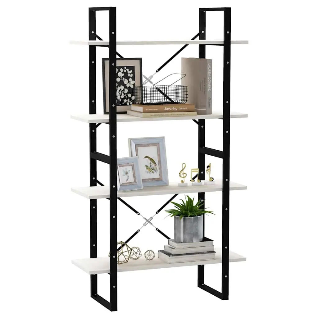 4-Tier White Pine Wood Book Cabinet