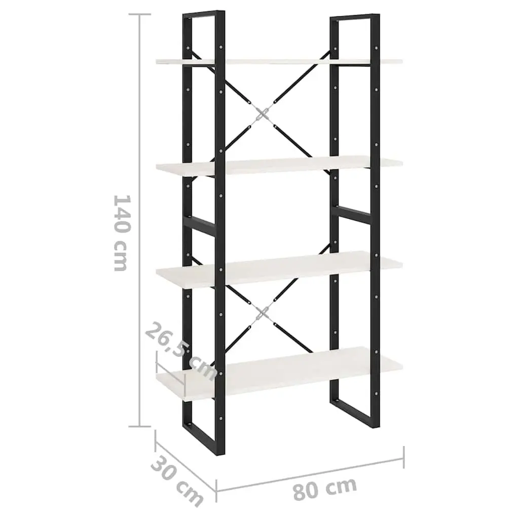 4-Tier White Pine Wood Book Cabinet