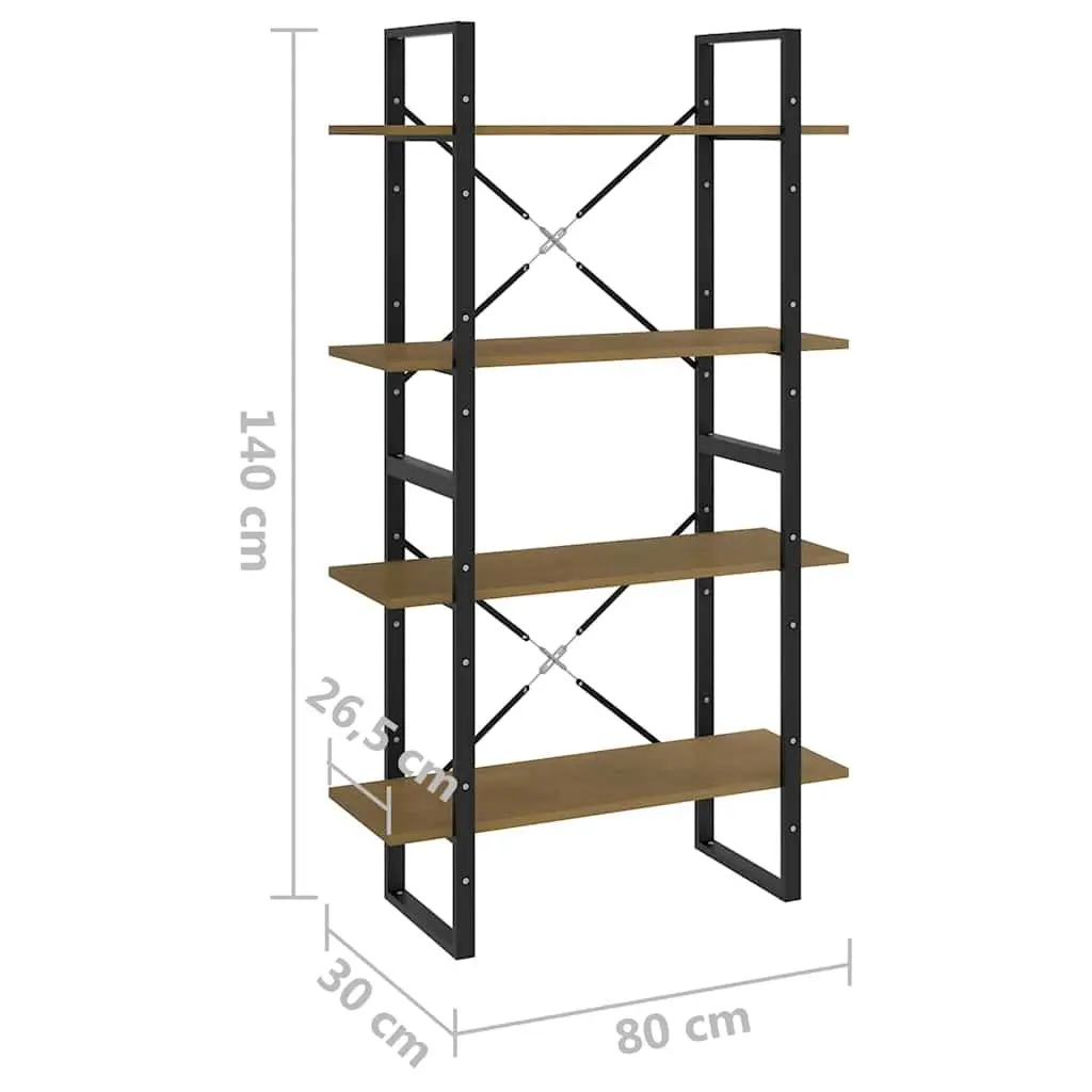 4-Tier Book Cabinet 80x30x140cm Solid Pine Wood Bookshelf Storage Display Stand