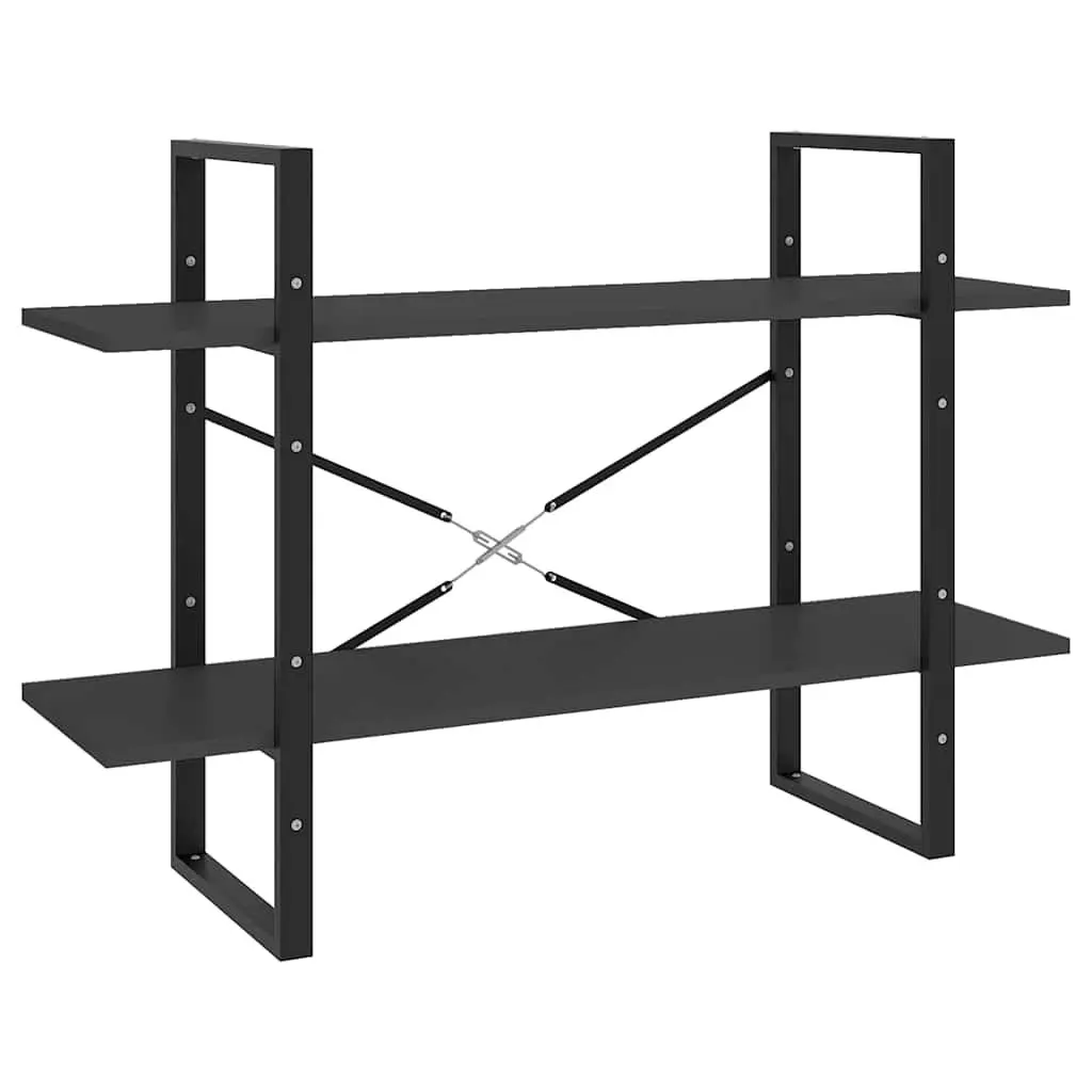 2-Tier Book Cabinet Engineered Wood 100 x 30 x 70 cm Grey Standing Shelf Storage Bookcase Organiser Display Unit