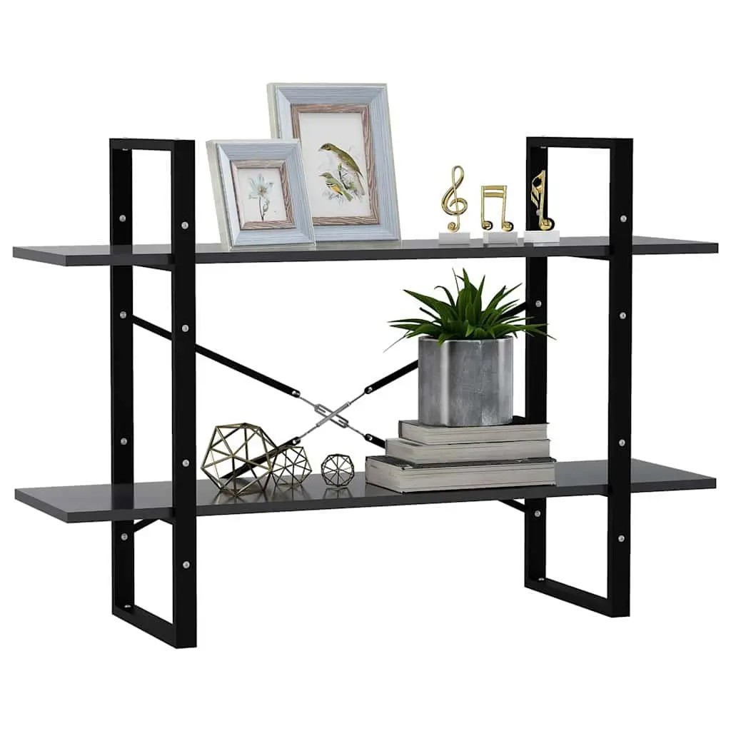 2-Tier Book Cabinet Engineered Wood 100 x 30 x 70 cm Grey Standing Shelf Storage Bookcase Organiser Display Unit
