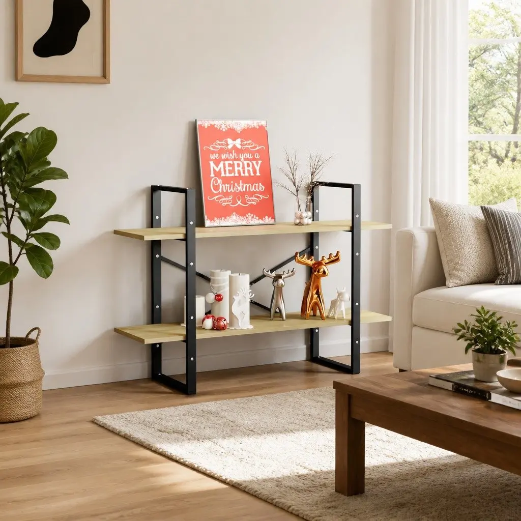 2-Tier Bookshelf Engineered Wood 100x30x70 cm Brown Sonoma Oak