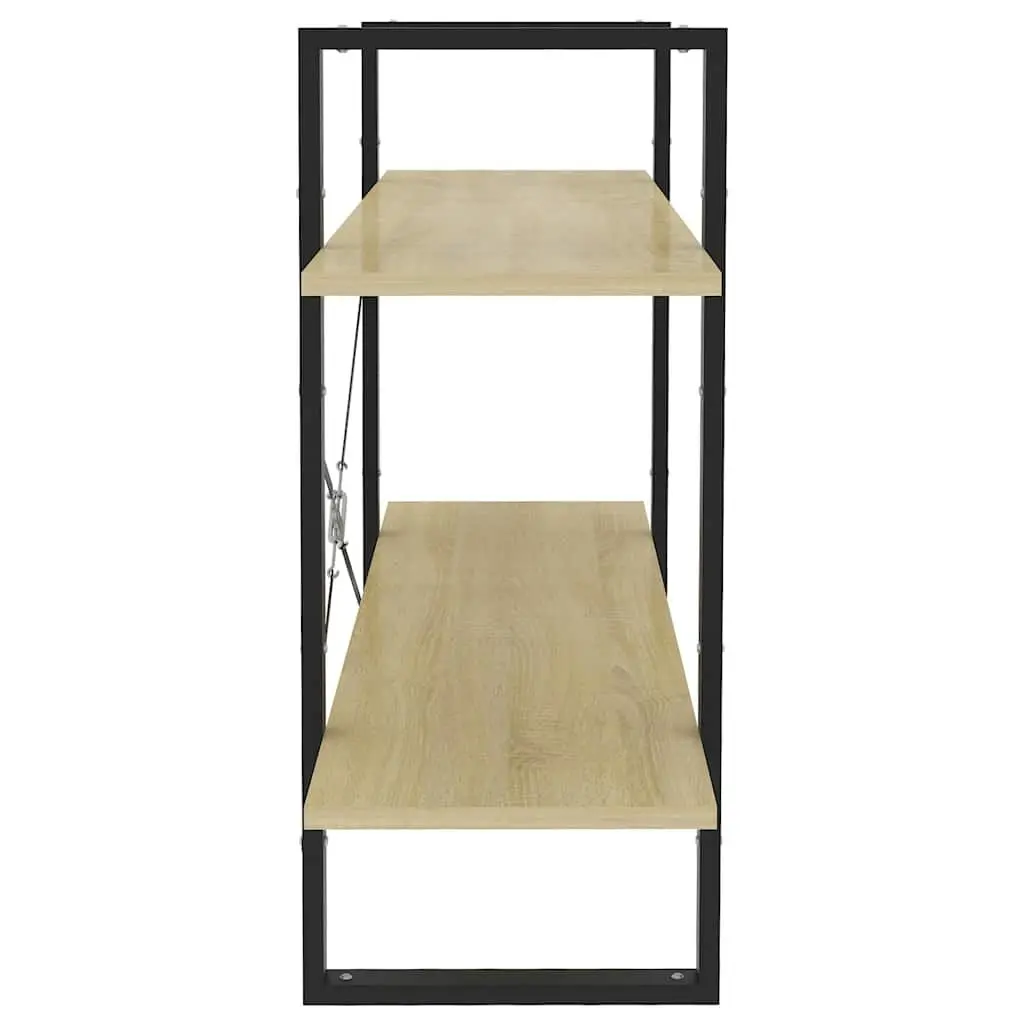 2-Tier Bookshelf Engineered Wood 100x30x70 cm Brown Sonoma Oak