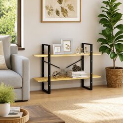 Sturdy 2-Tier Book Cabinet in Pine Wood 100x30x70 cm