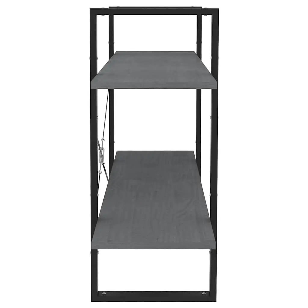 Solid Pine Wood 2-Tier Book Cabinet in Grey
