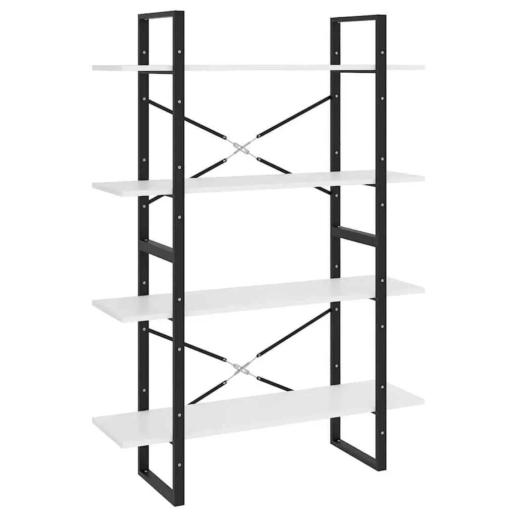 White Engineered Wood 4-Tier Book Cabinet for Storage