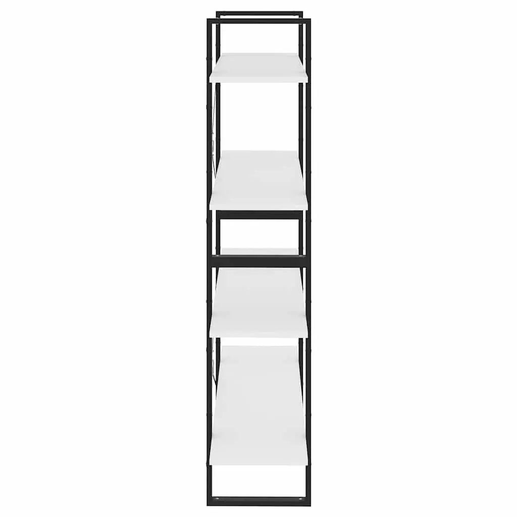 White Engineered Wood 4-Tier Book Cabinet for Storage