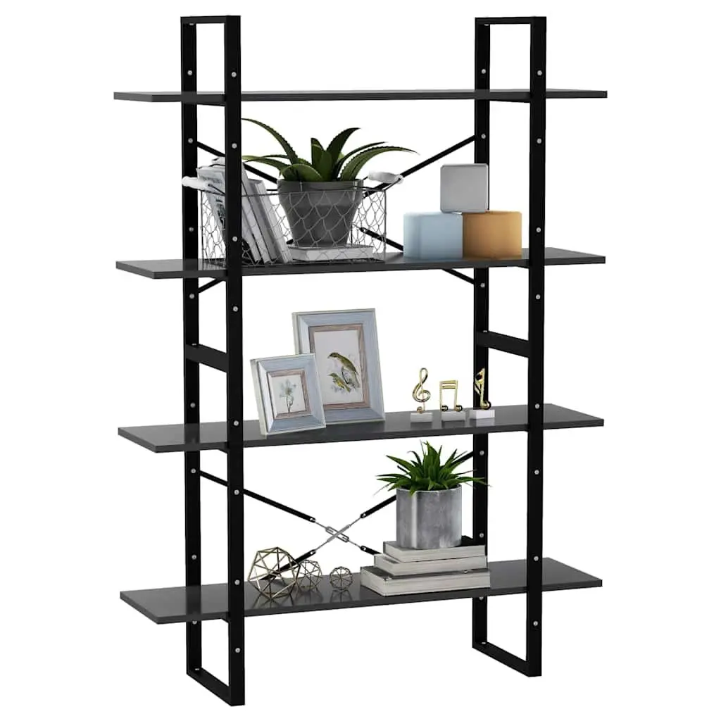4-Tier Bookshelf Engineered Wood 100W x 30D x 140H cm Grey