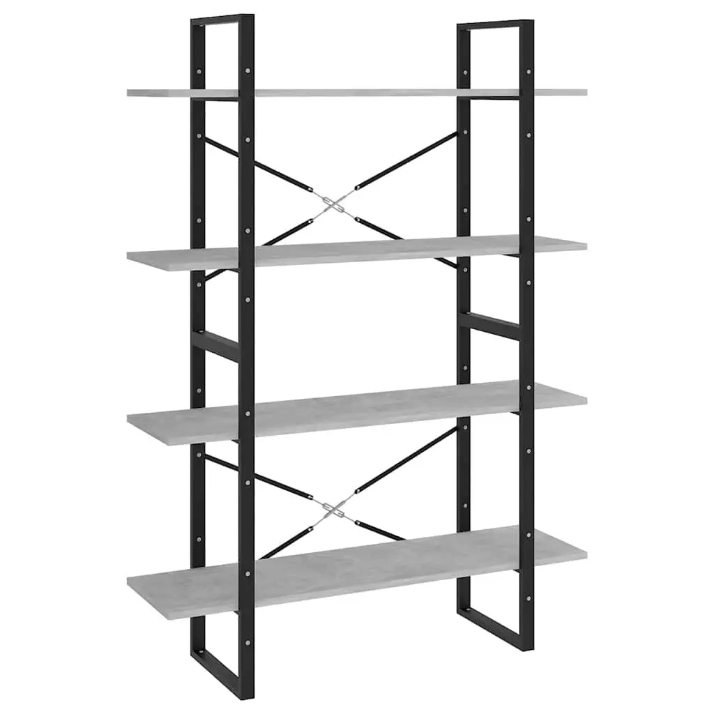 4-Tier Book Cabinet Engineered Wood 100 x 30 x 140 cm Concrete Grey