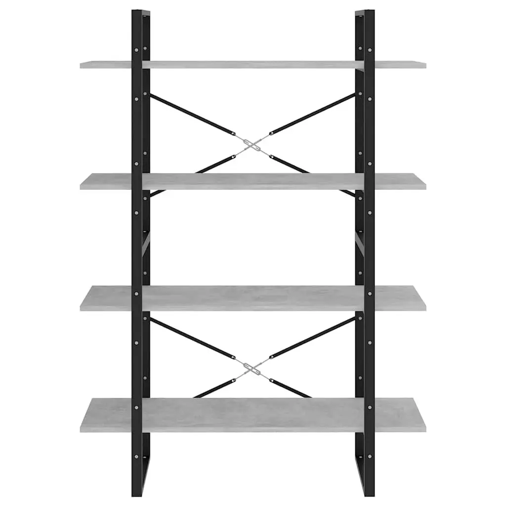 4-Tier Book Cabinet Engineered Wood 100 x 30 x 140 cm Concrete Grey