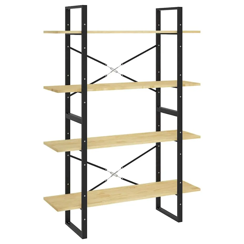 Solid Pine Wood 4-Tier Book Cabinet in Brown 100x30x140cm