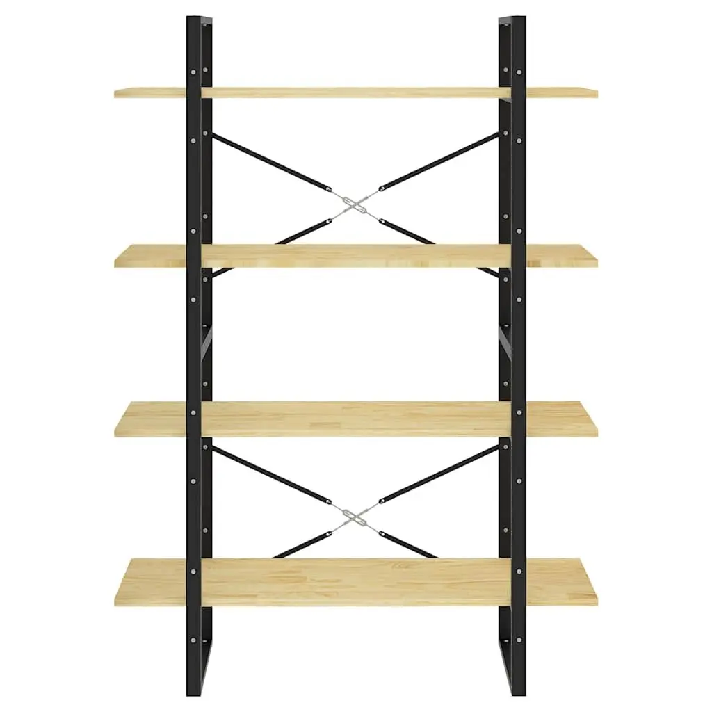Solid Pine Wood 4-Tier Book Cabinet in Brown 100x30x140cm