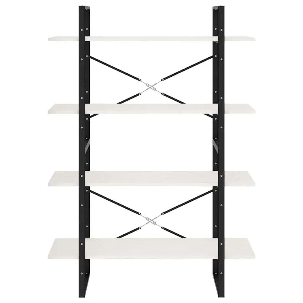 4-Tier White Book Cabinet in Solid Pine Wood