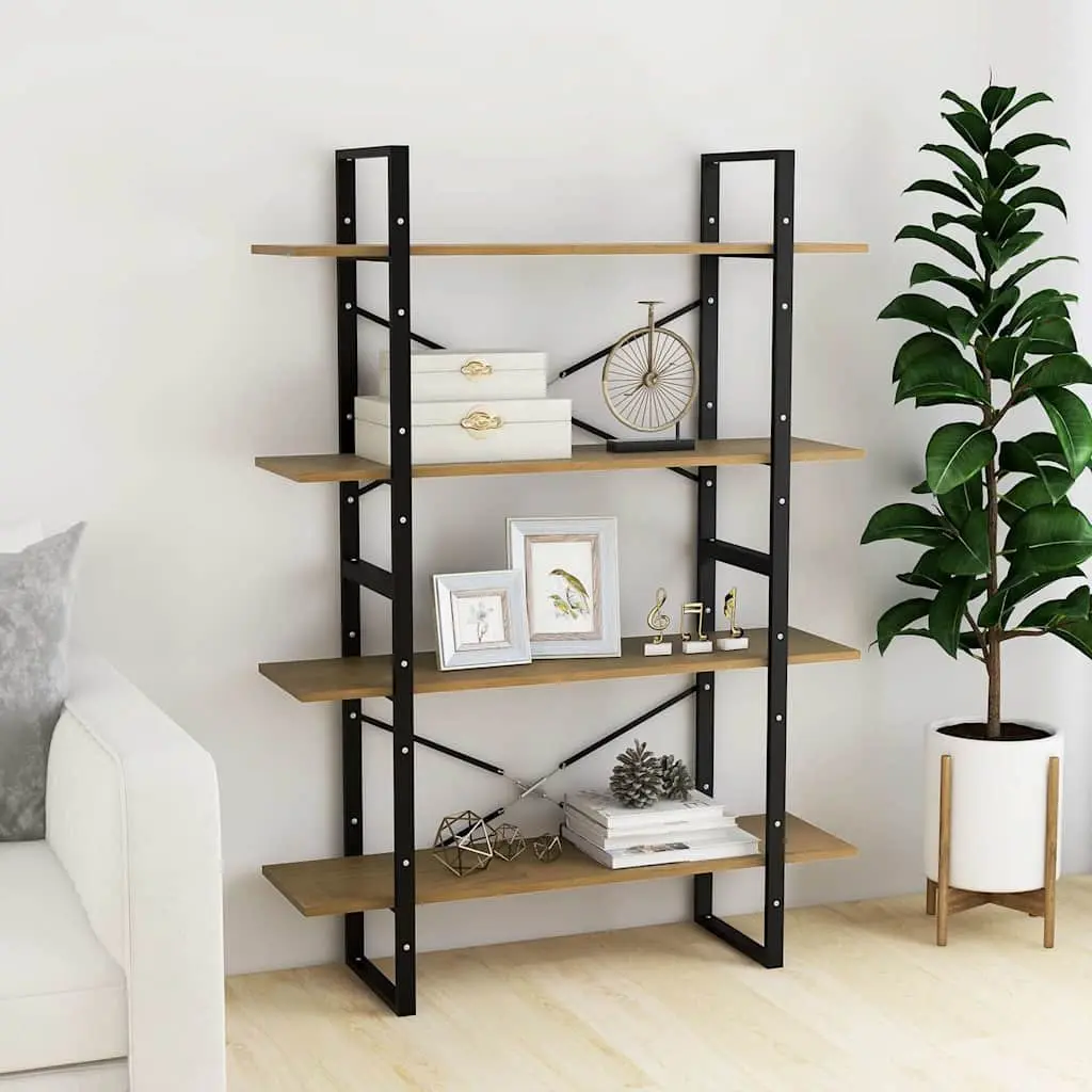 Solid Pine Wood 4-Tier Bookshelf with Ample Storage
