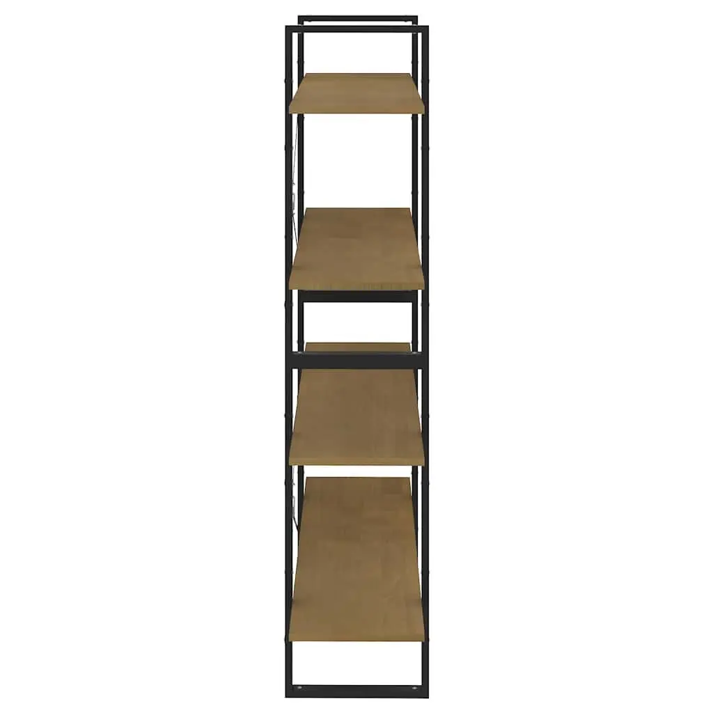 Solid Pine Wood 4-Tier Bookshelf with Ample Storage