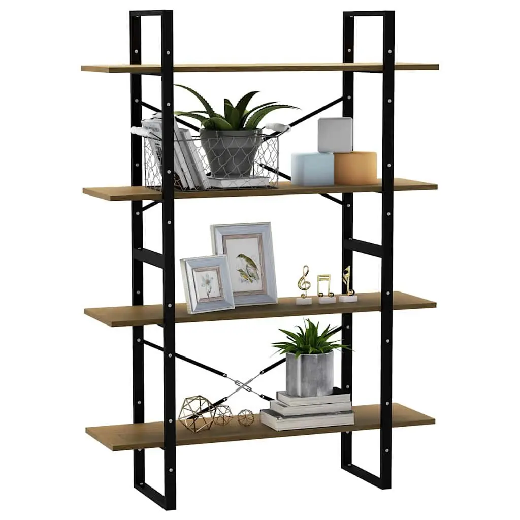 Solid Pine Wood 4-Tier Bookshelf with Ample Storage