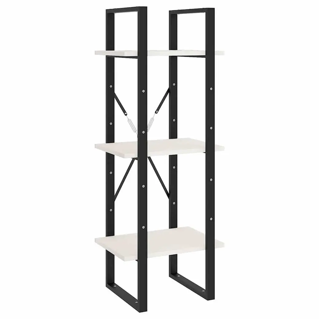 3-Tier White Wooden Book Cabinet with Ample Storage