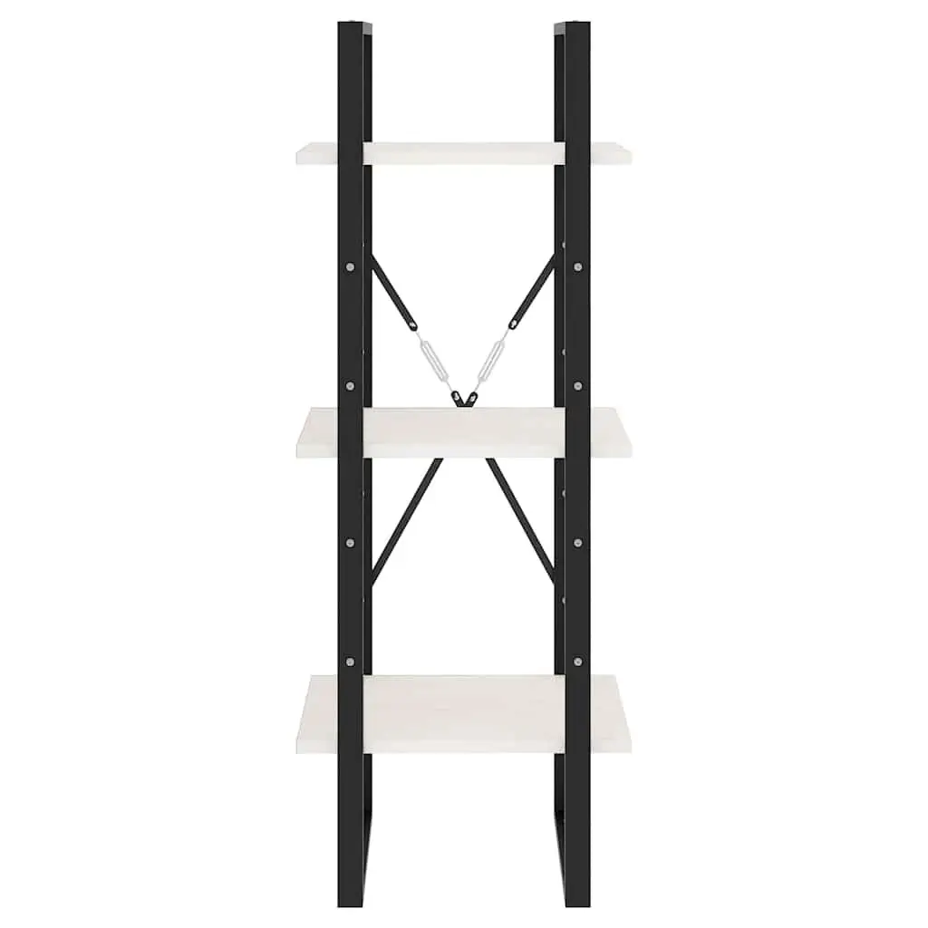 3-Tier White Wooden Book Cabinet with Ample Storage