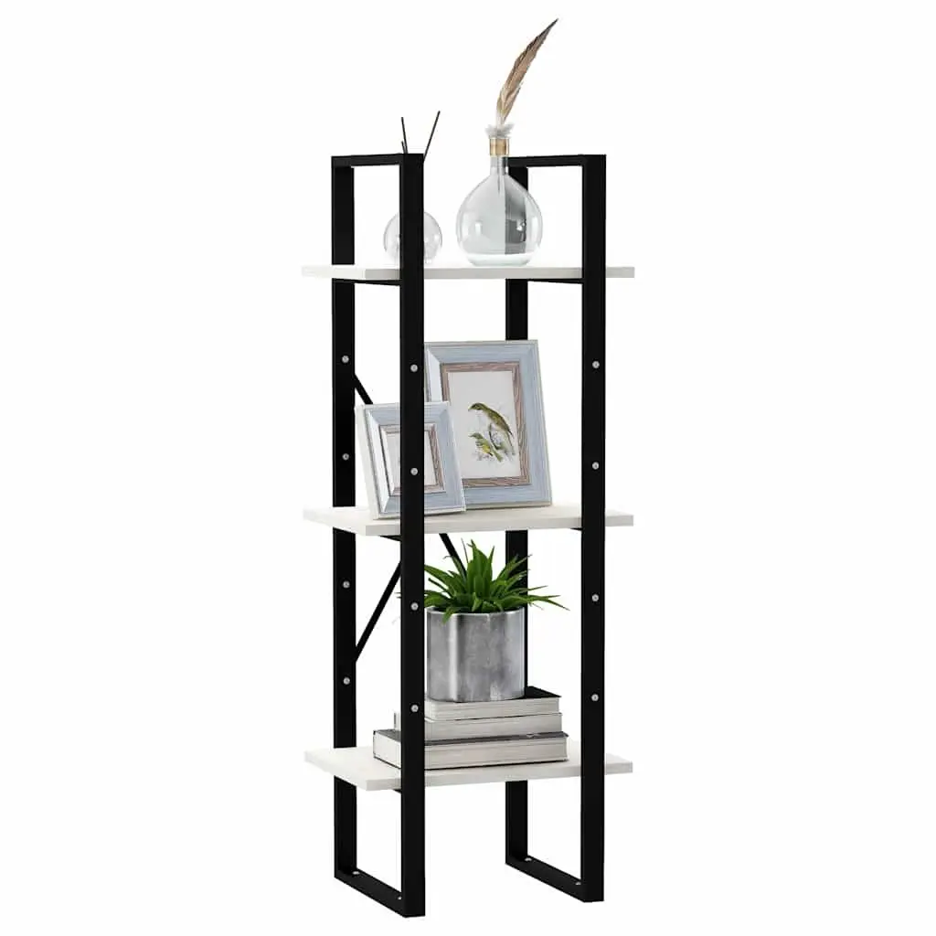 3-Tier White Wooden Book Cabinet with Ample Storage