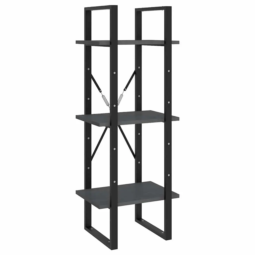 Grey Wooden 3-Tier Book Cabinet with Solid Build