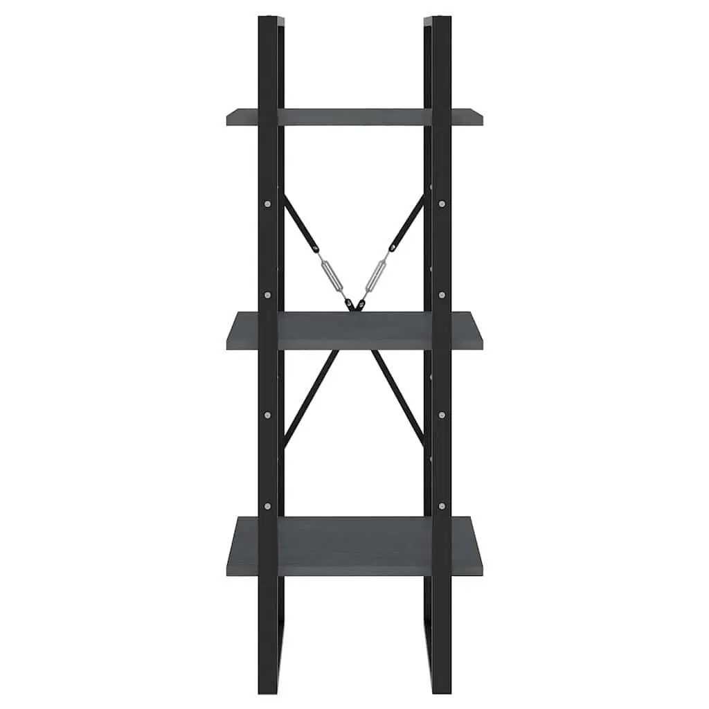 Grey Wooden 3-Tier Book Cabinet with Solid Build