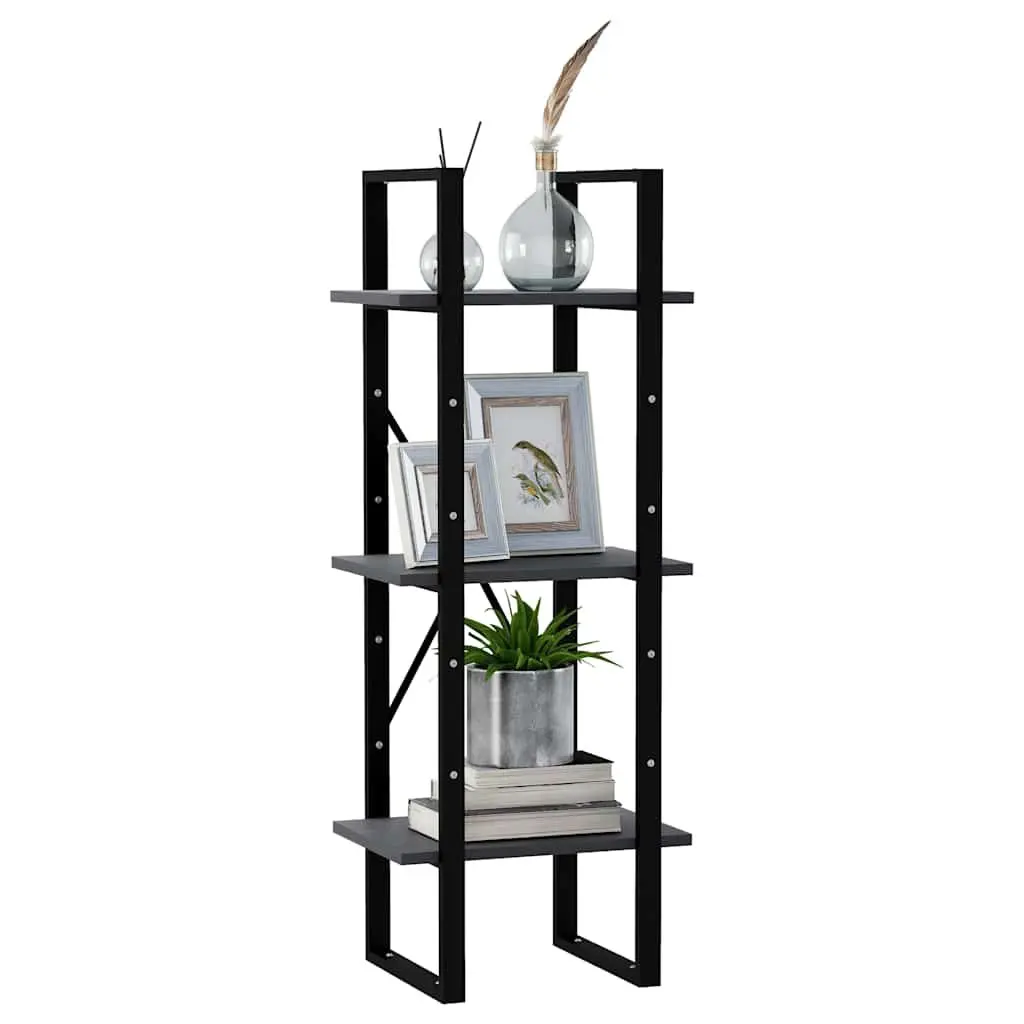 Grey Wooden 3-Tier Book Cabinet with Solid Build