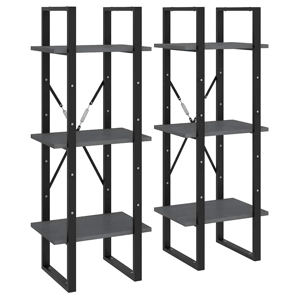 Grey Solid Pine Wood High Storage Cabinet with 6 Shelves