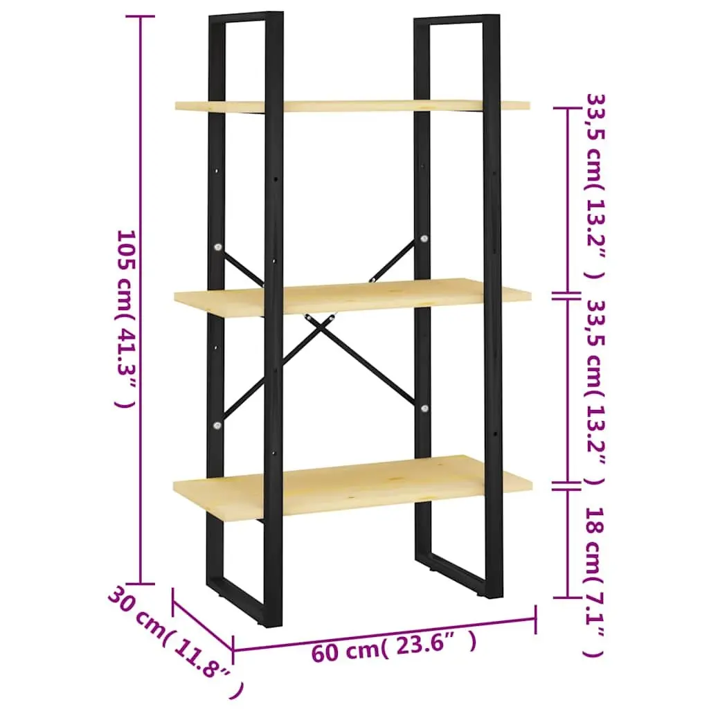 Solid Pine Wood Storage Shelf 60x30x105 cm Brown Bookcase Standing Display Rack
