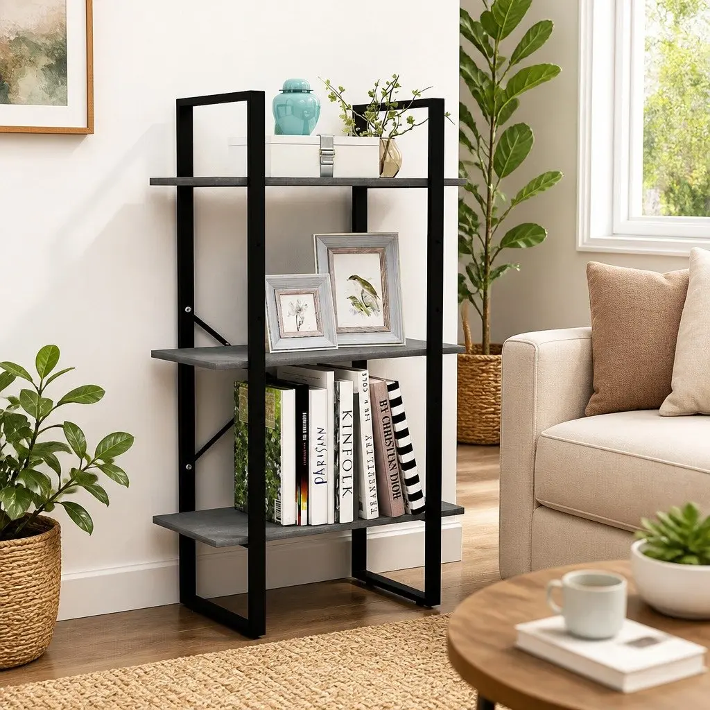 Storage Shelf Solid Pine Wood Grey 60x30x105 cm Bookcase Standing Display Rack